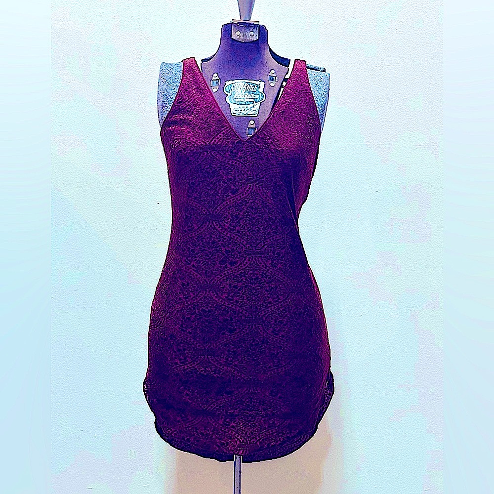 Cope XS burgundy high-low velvet slip dress